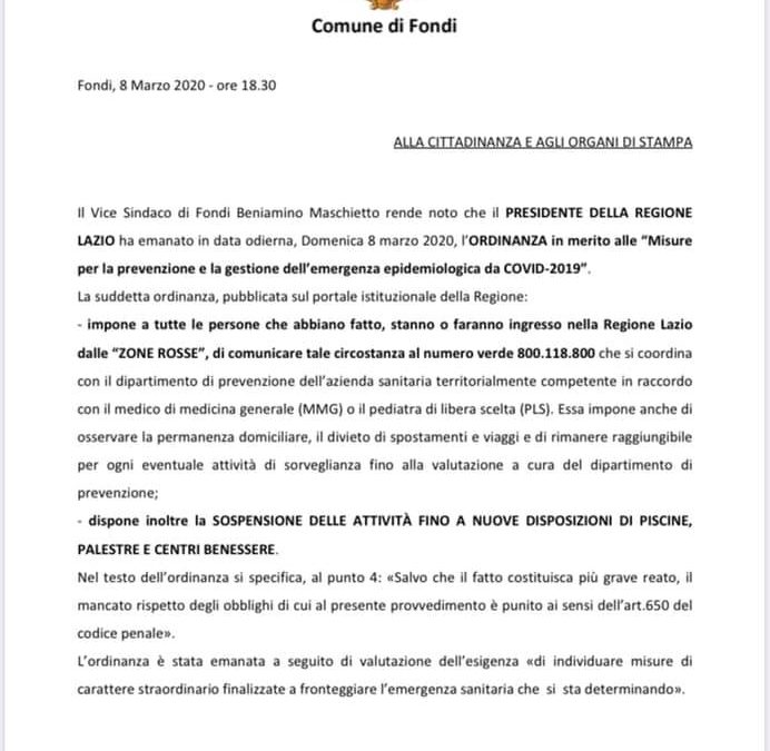 In ottemperanza all039ordinanza comunale appena emanata Wellness Suite comuni